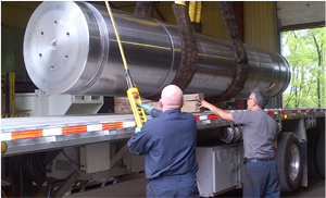 Workers checking a specialty freight